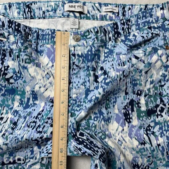 Nine West Womens Multicolor Mid Rise Abstract Print Chrystie Capri Pants Size 14 - Picture 8 of 10